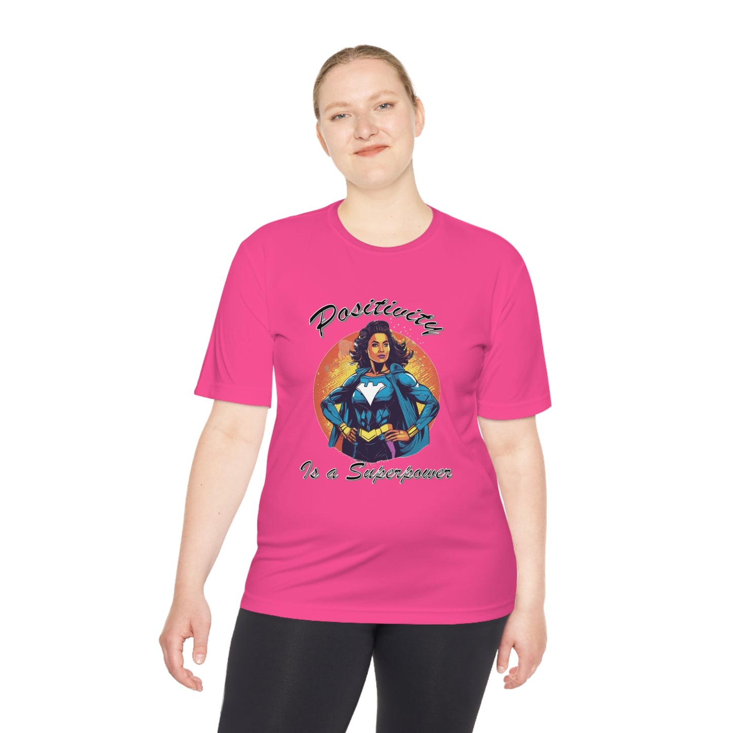 Positivity is a Superpower Female Superhero Moisture Wicking Tee