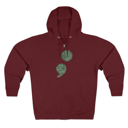 Flowers Semi-Colon Unisex Zip Hoodie