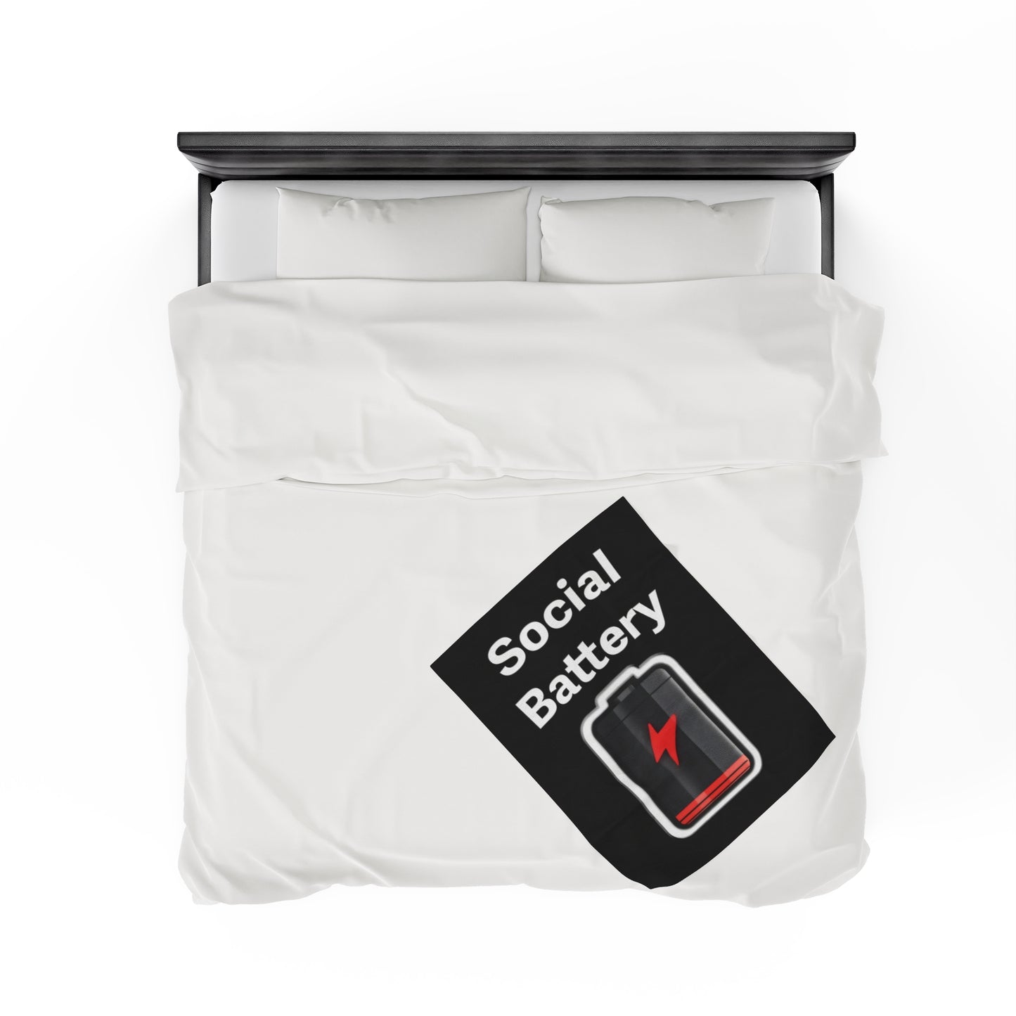 Social Battery Low Velveteen Plush Blanket