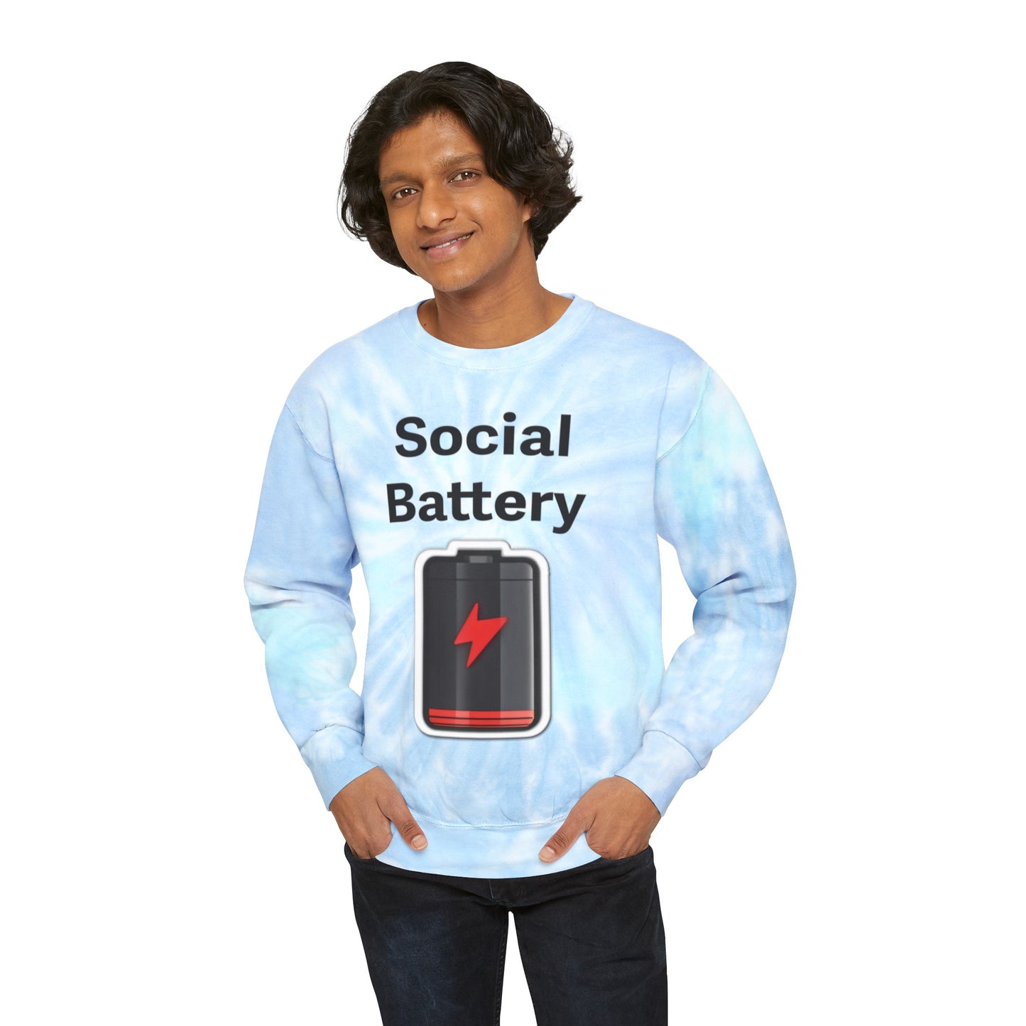 Social Battery Low Unisex Tie-Dye Sweatshirt