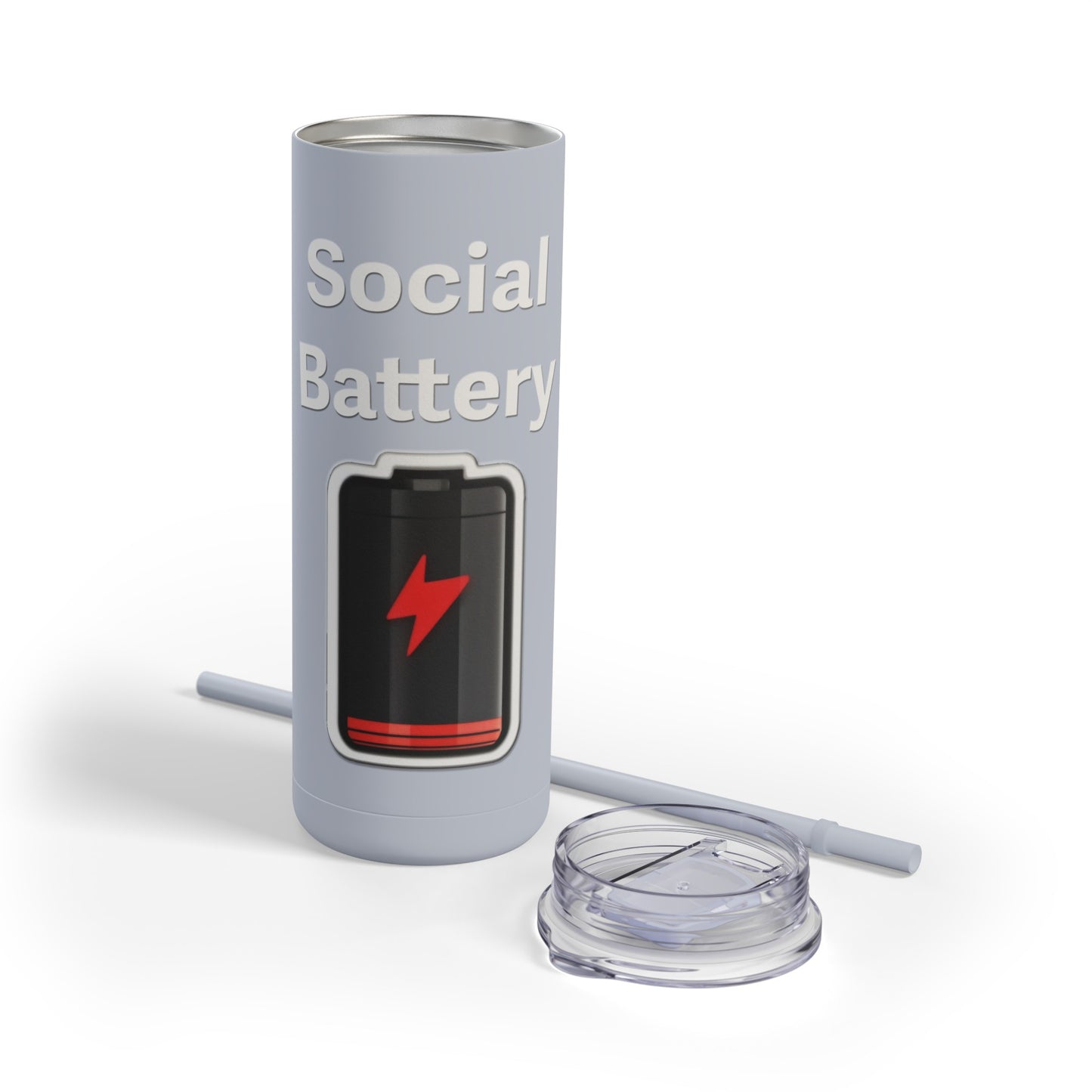 Social Battery Low Skinny Matte Tumbler, 20oz