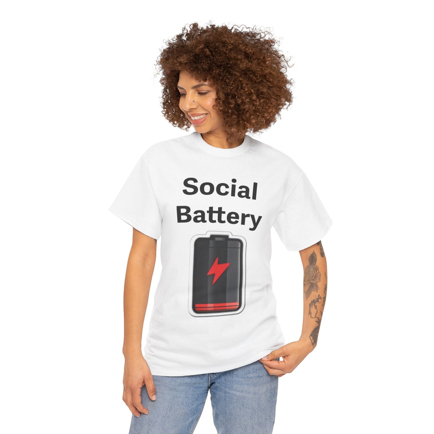 Social Battery Low Unisex Heavy Cotton Tee