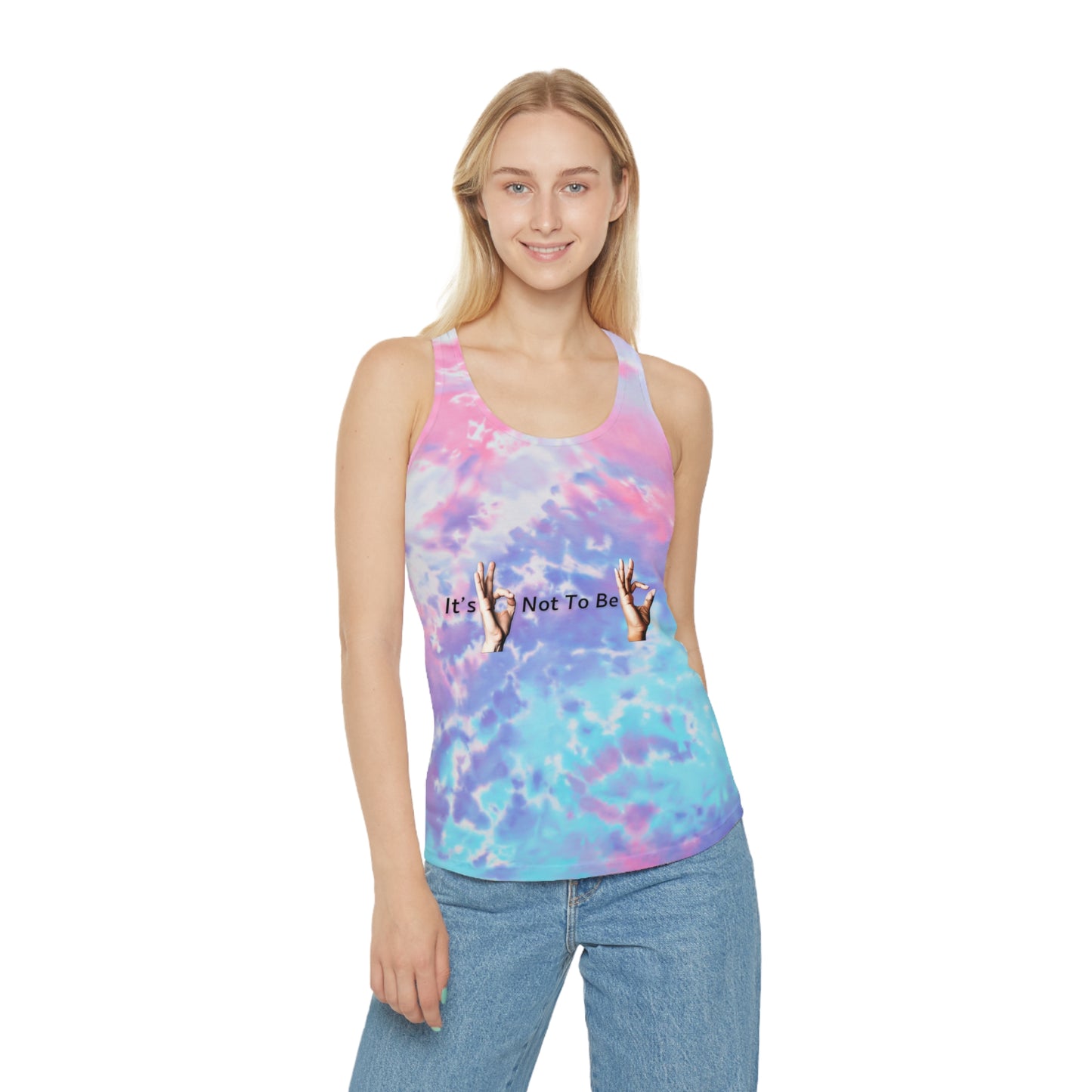 It's OK Not To Be OK Hands Tie Dye Racerback Tank Top