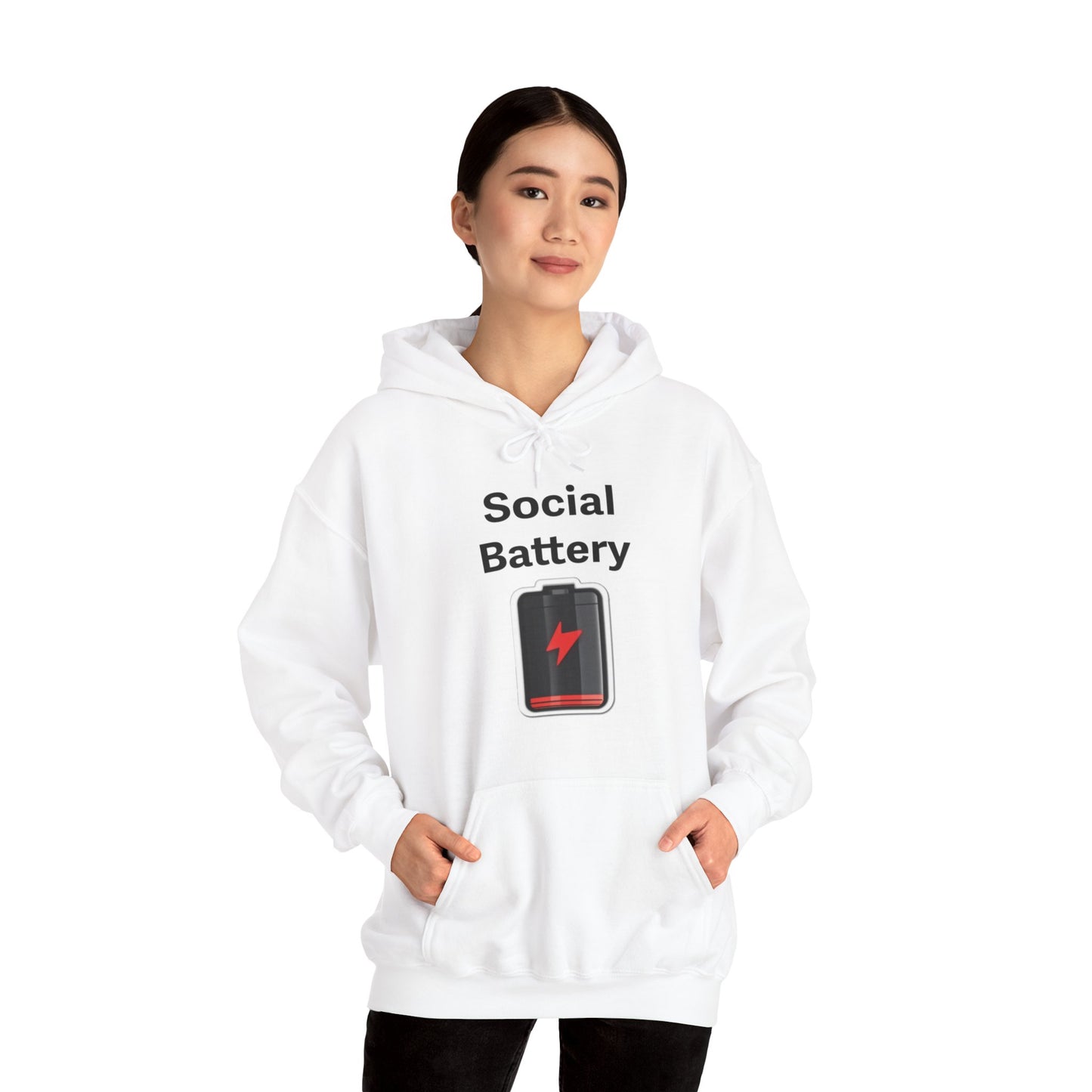 Social Battery Low Heavy Blend™ Hooded Sweatshirt