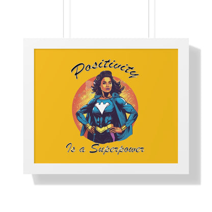 Positivity is a Superpower Female Superhero Framed Horizontal Poster