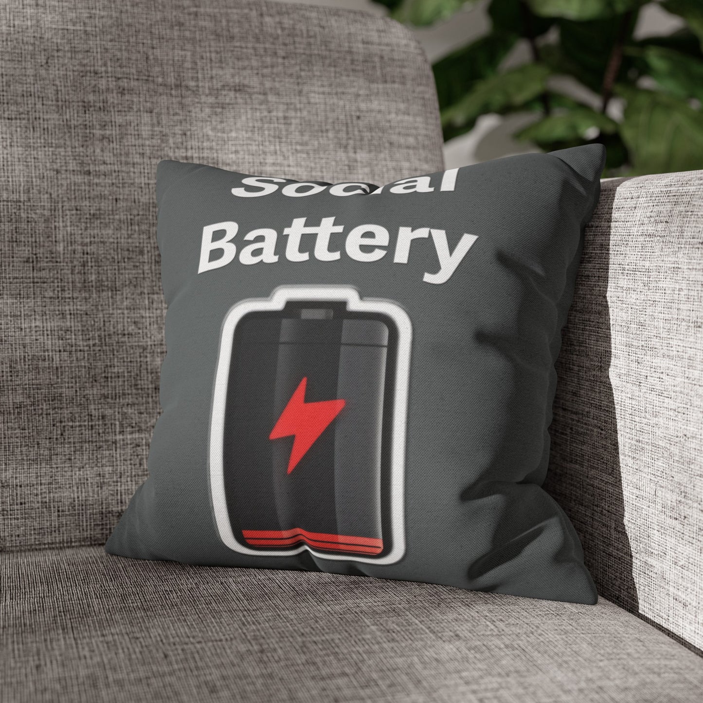 Social Battery Low Spun Polyester Square Pillowcase