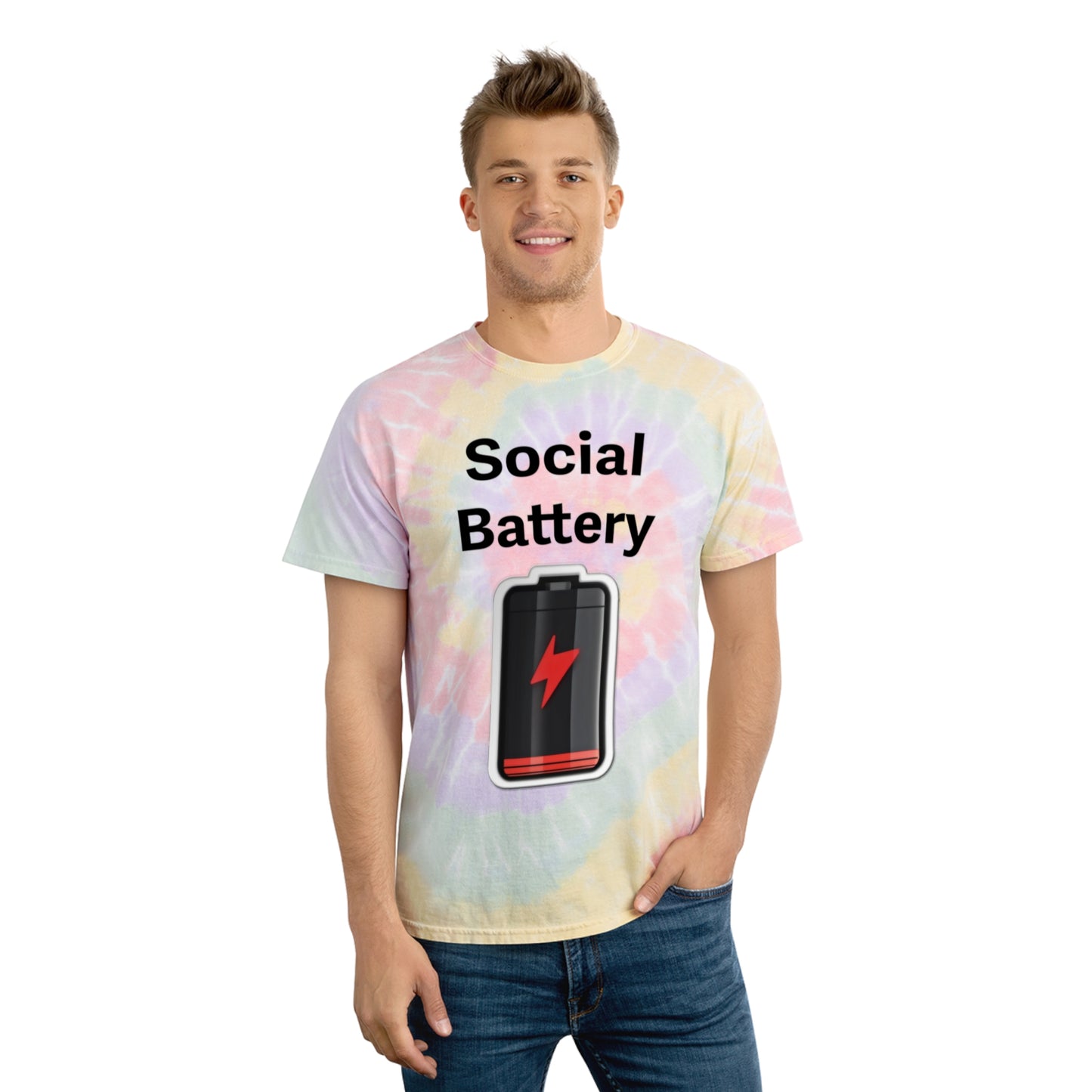 Social Battery Low Tie-Dye Tee, Spiral