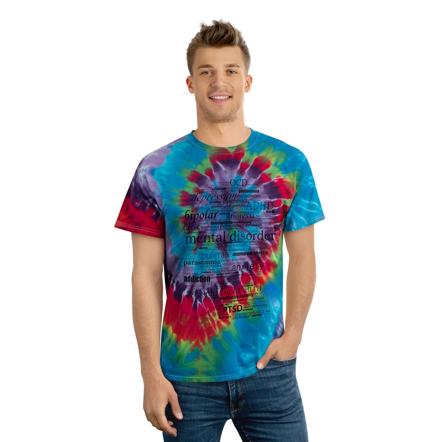 Mental Disorder Silhouette Tie-Dye Tee, Spiral