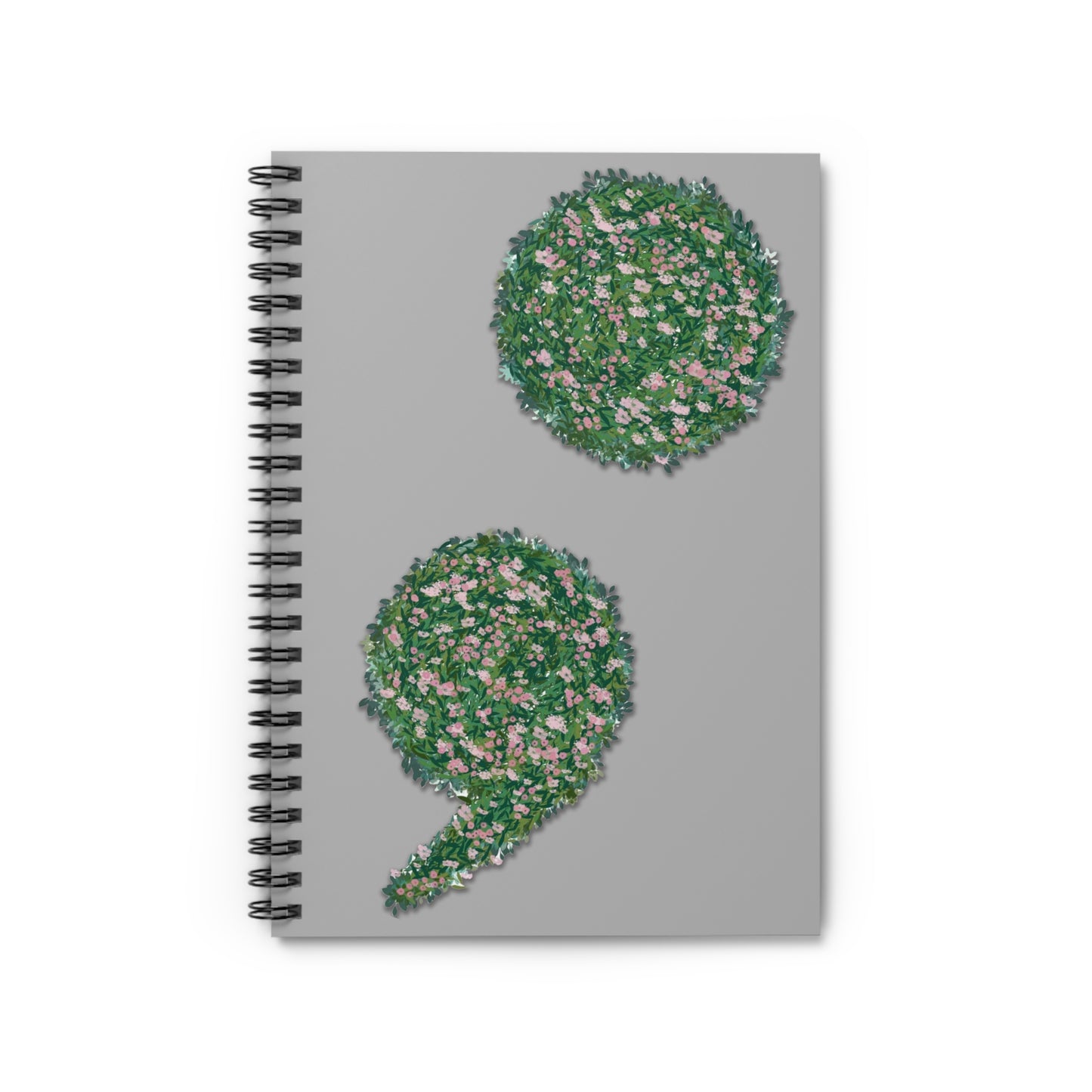 Flowers Semi-Colon Spiral Notebook - Ruled Line