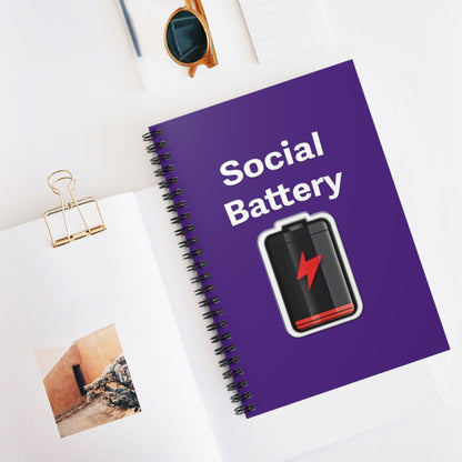 Social Battery Low Spiral Notebook - Ruled Line