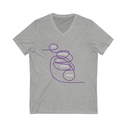 The Journey is Never Linear Jersey Short Sleeve V-Neck Tee