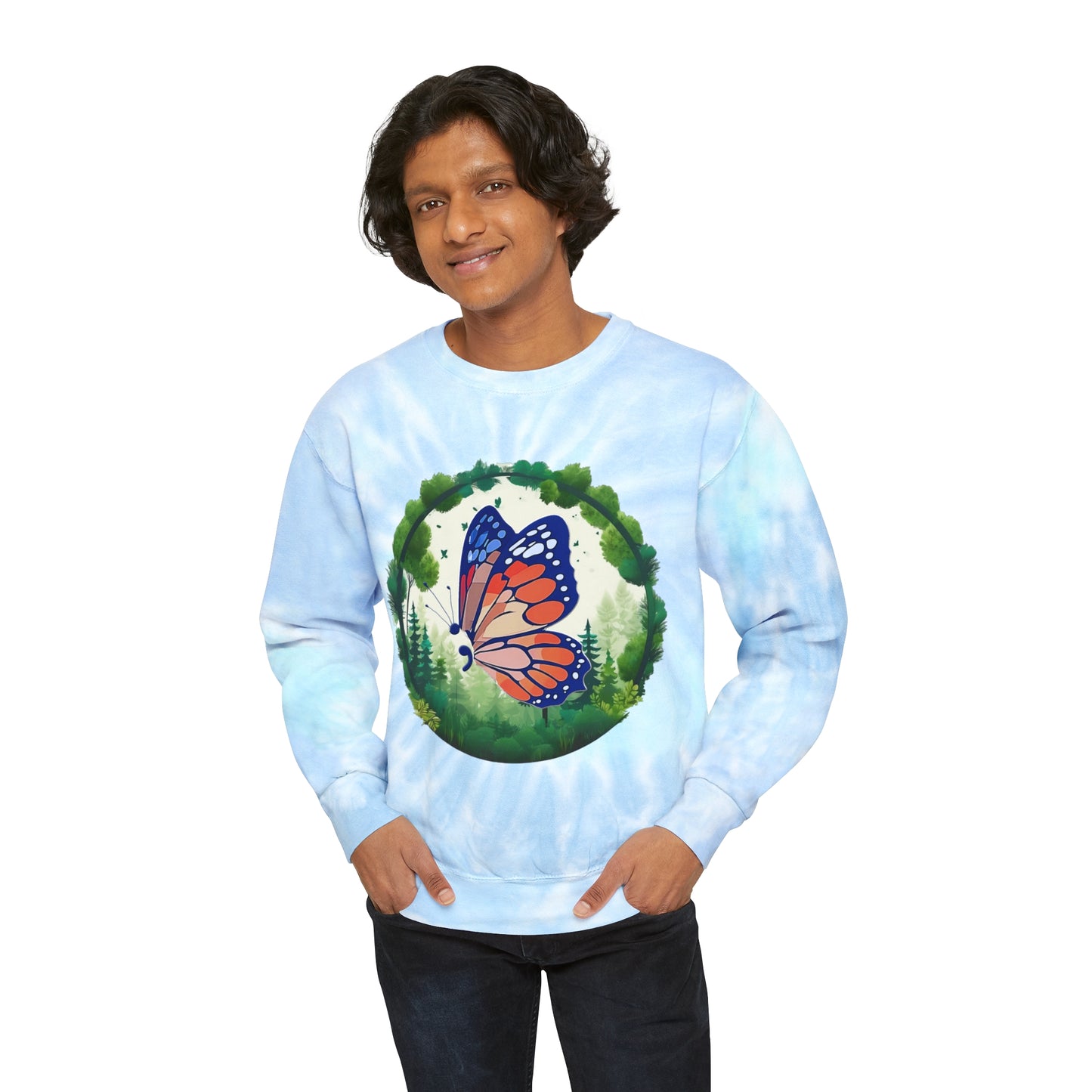 Semi-Colon Butterfly Unisex Tie-Dye Sweatshirt