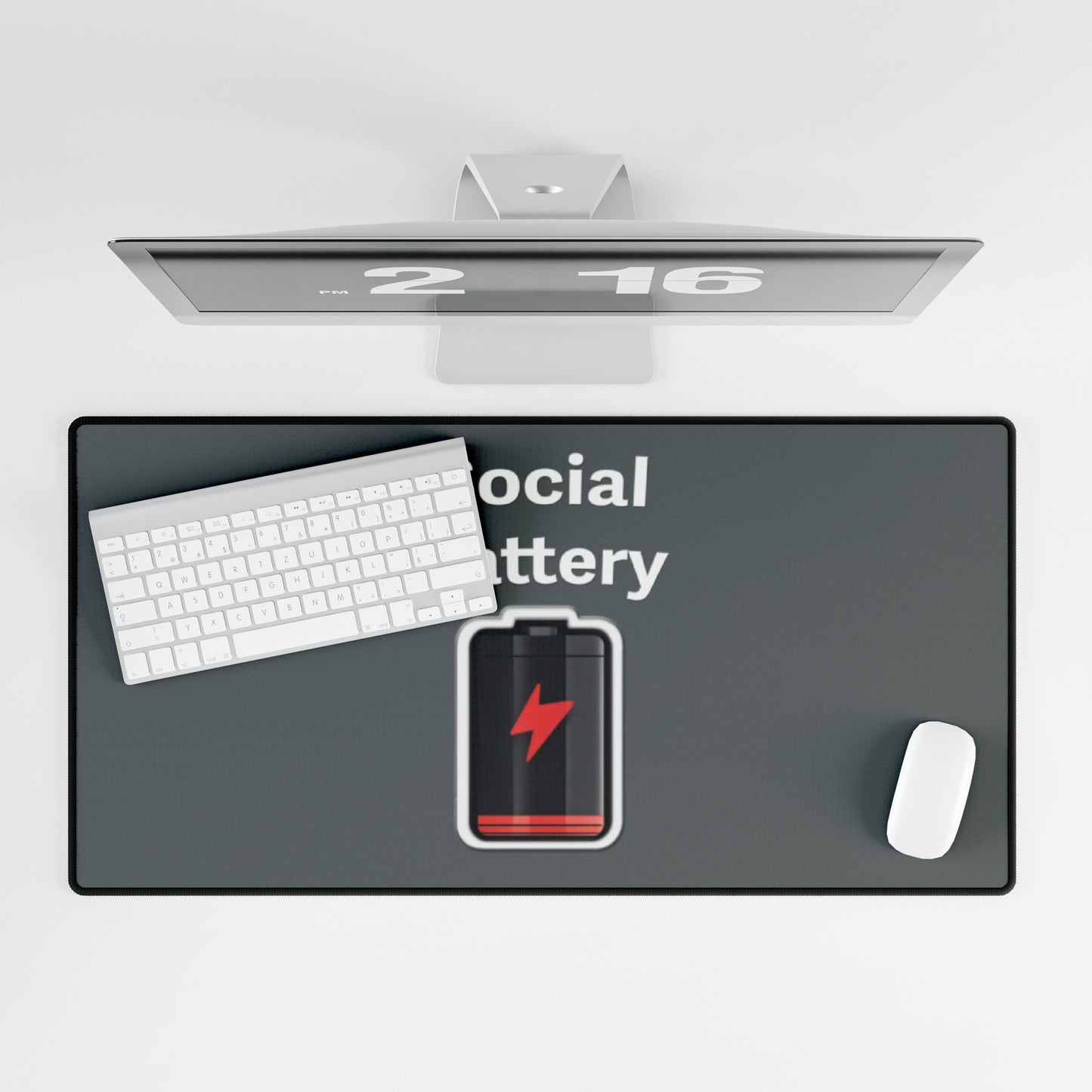 Social Battery Low Am Desk Mats