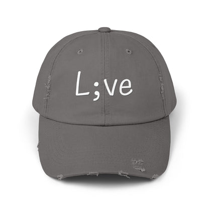 Semi-Colon L;ve Unisex Distressed Cap