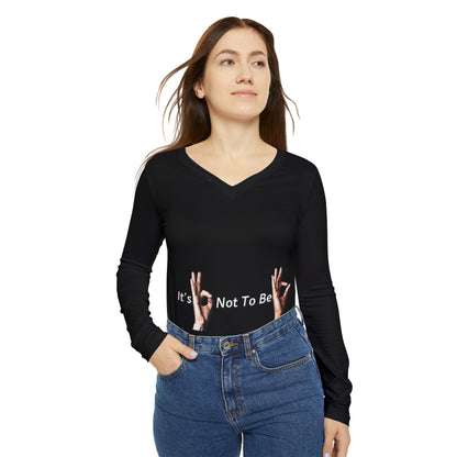 It's OK Not To Be OK Hands Women's Long Sleeve V-neck Shirt