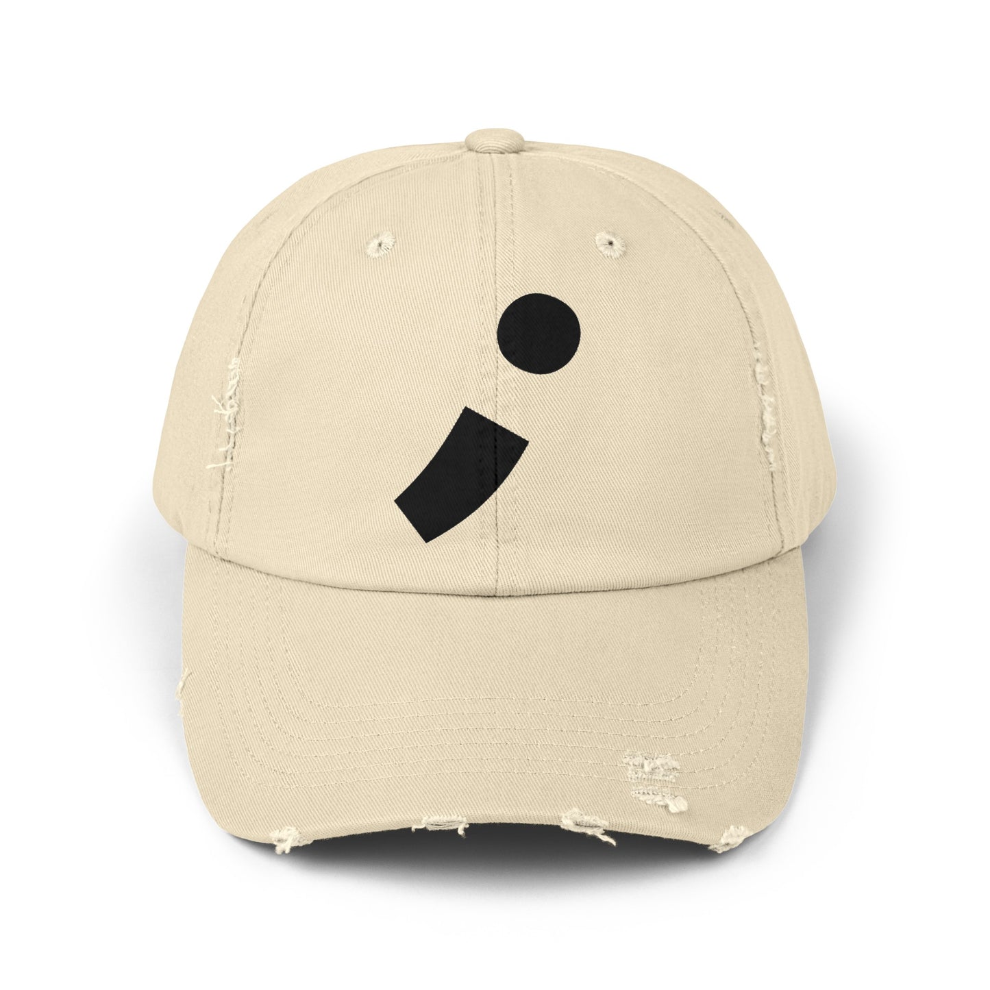 Semi-Colon ; Unisex Distressed Cap