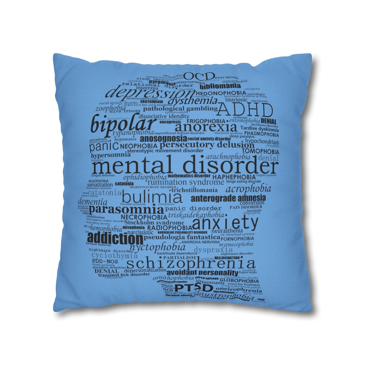 Mental Disorder Silhouette Spun Polyester Square Pillowcase