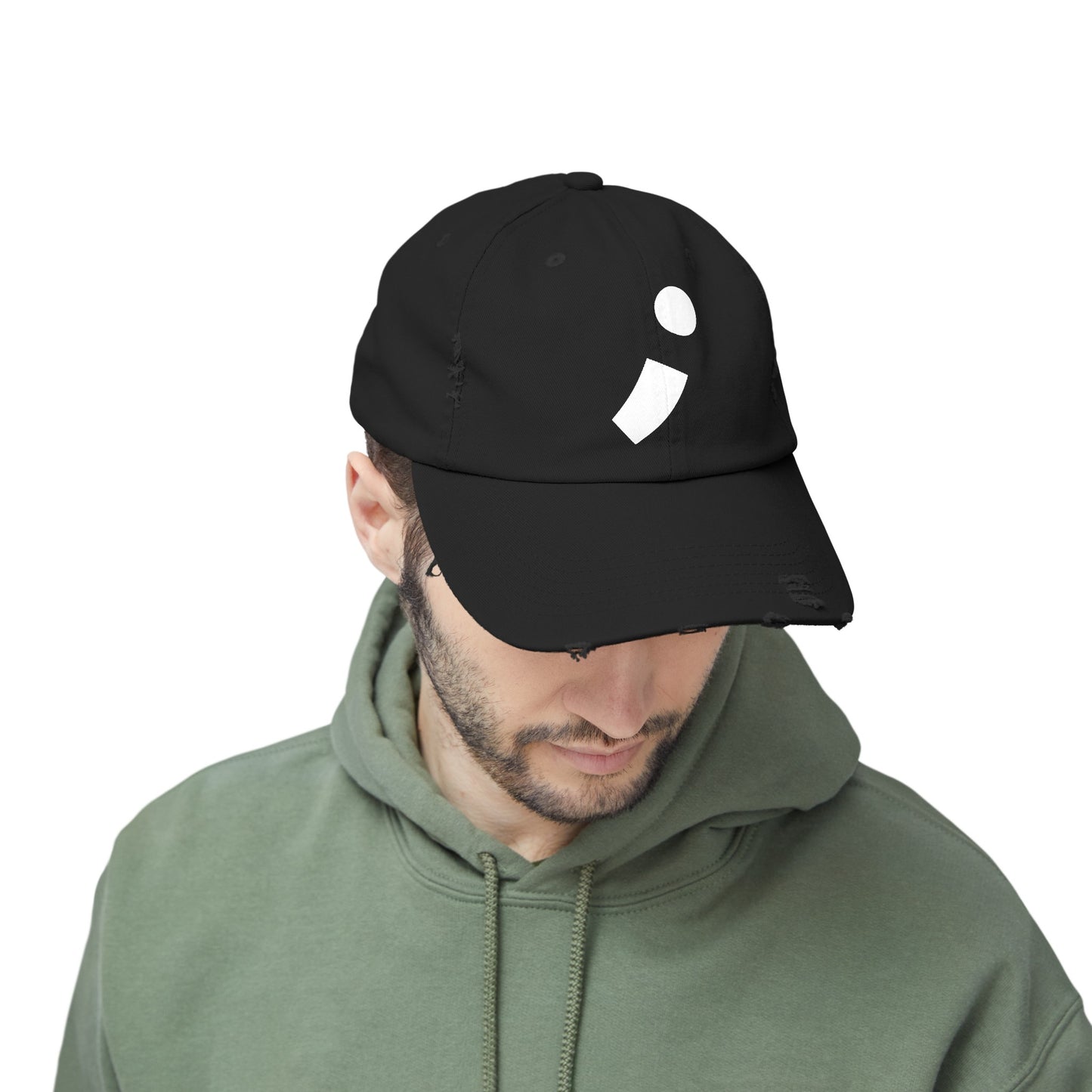 Semi-Colon ; Unisex Distressed Cap