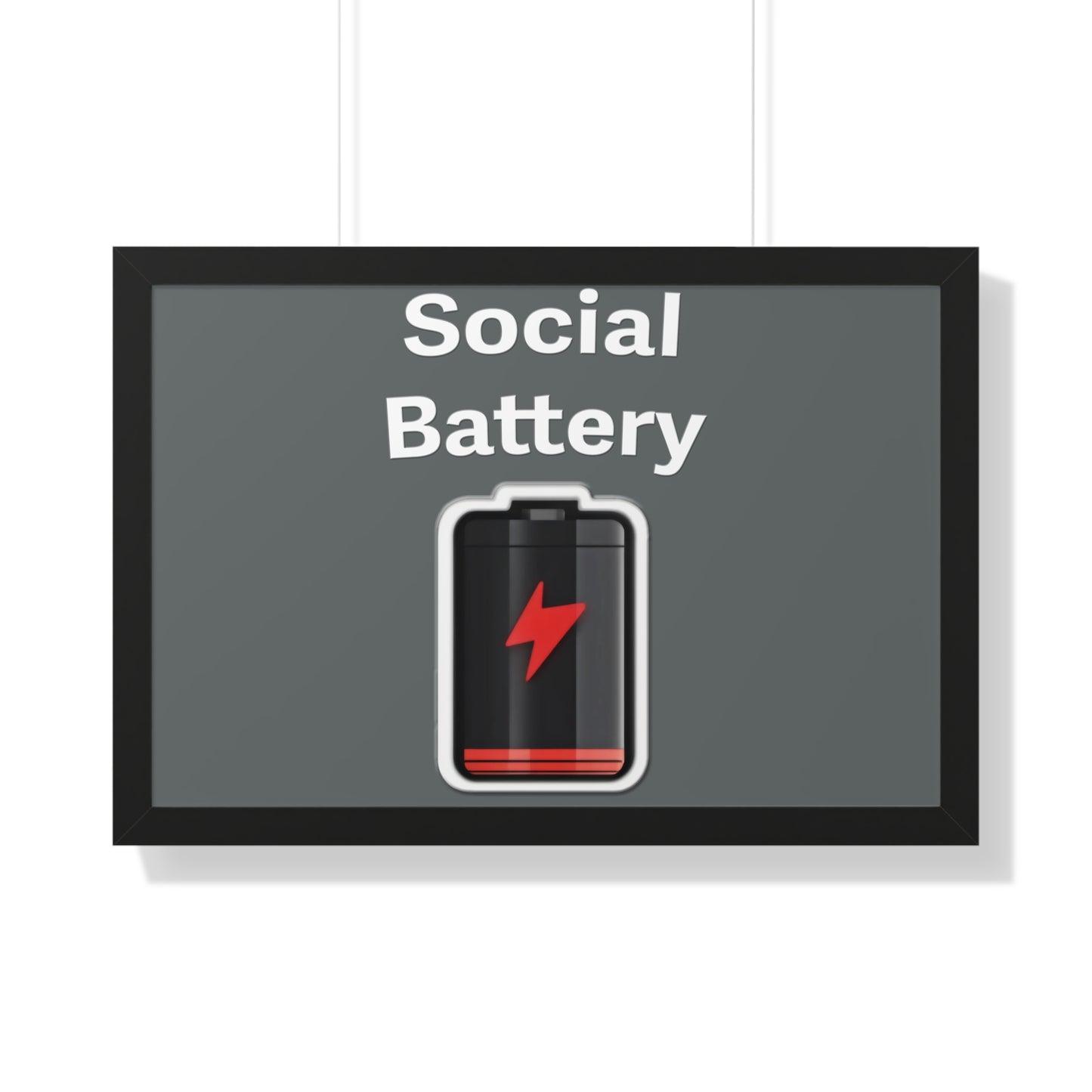 Social Battery Low Framed Horizontal Poster