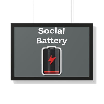 Social Battery Low Framed Horizontal Poster