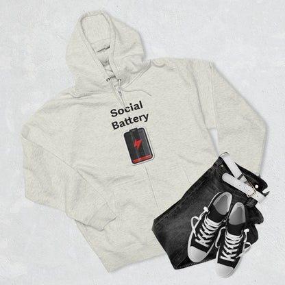 Social Battery Low Unisex Zip Hoodie