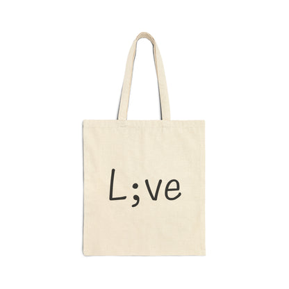 Semi-Colon L;ve Cotton Canvas Tote Bag