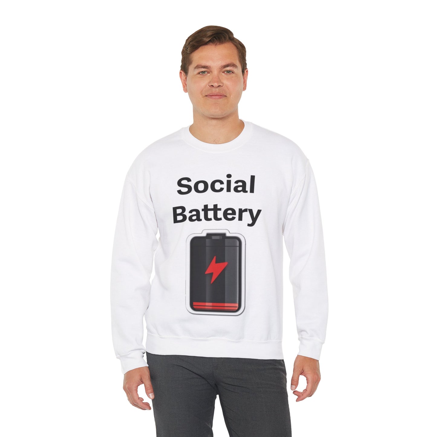 Social Battery Low Unisex Heavy Blend™ Crewneck Sweatshirt