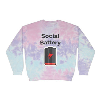 Social Battery Low Unisex Tie-Dye Sweatshirt