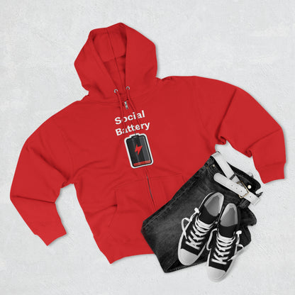 Social Battery Low Unisex Zip Hoodie