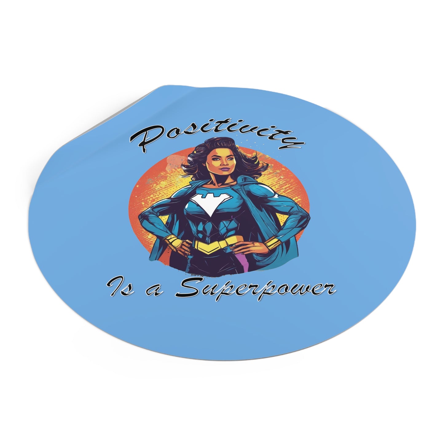 Positivity is a Superpower Female Superhero Round Vinyl Stickers