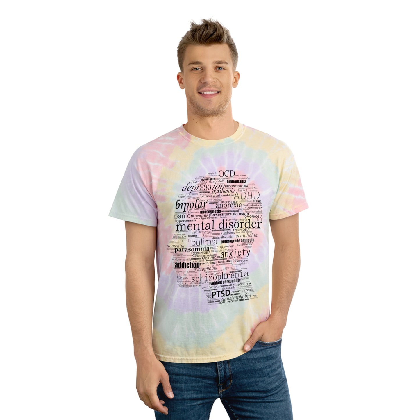 Mental Disorder Silhouette Tie-Dye Tee, Spiral