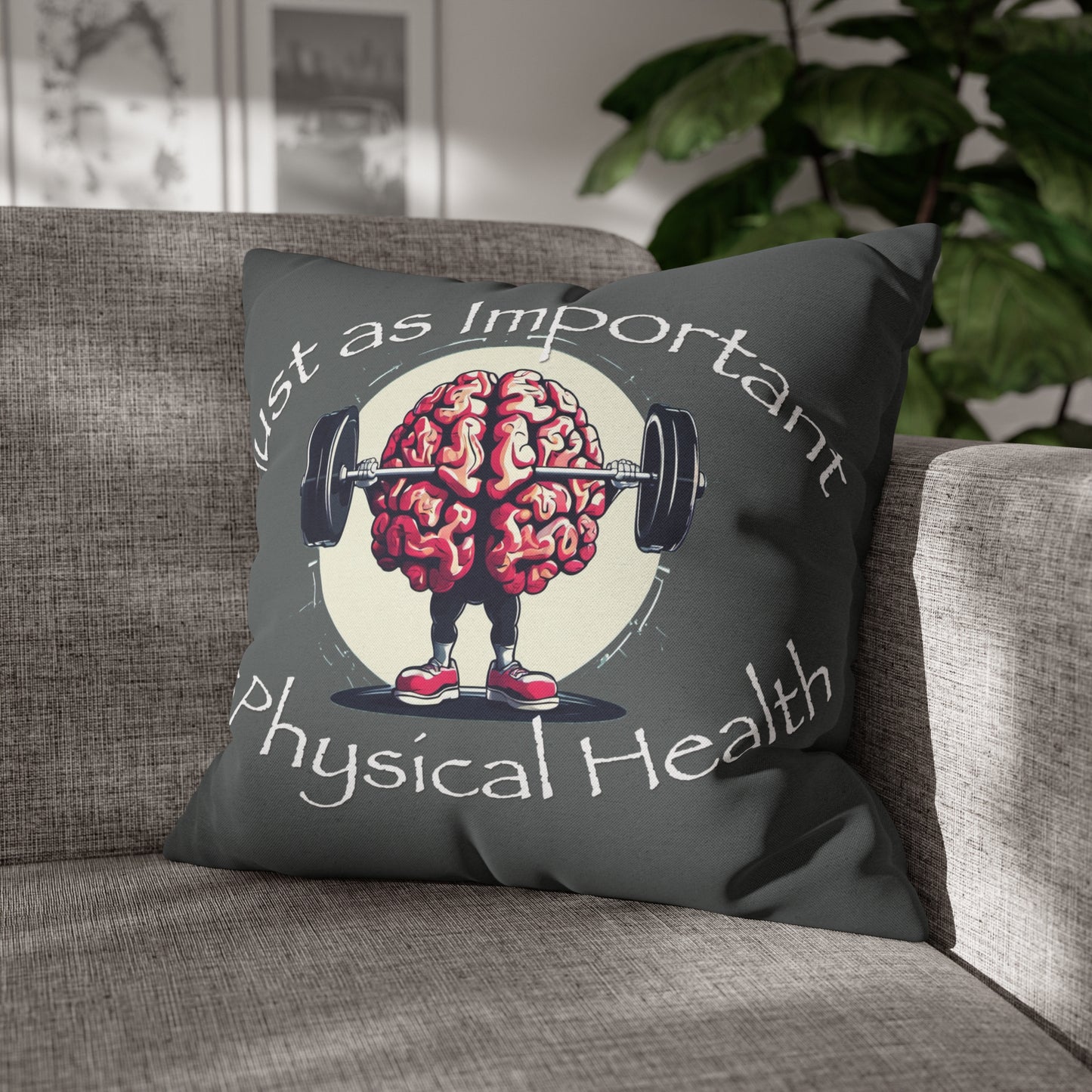 Mental Health Muscle Spun Polyester Square Pillowcase