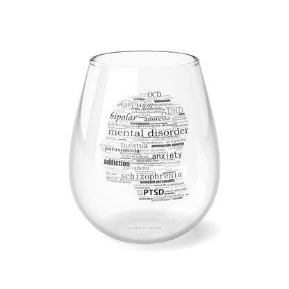 Mental Disorder Silhouette 12oz Stemless Wine Glass