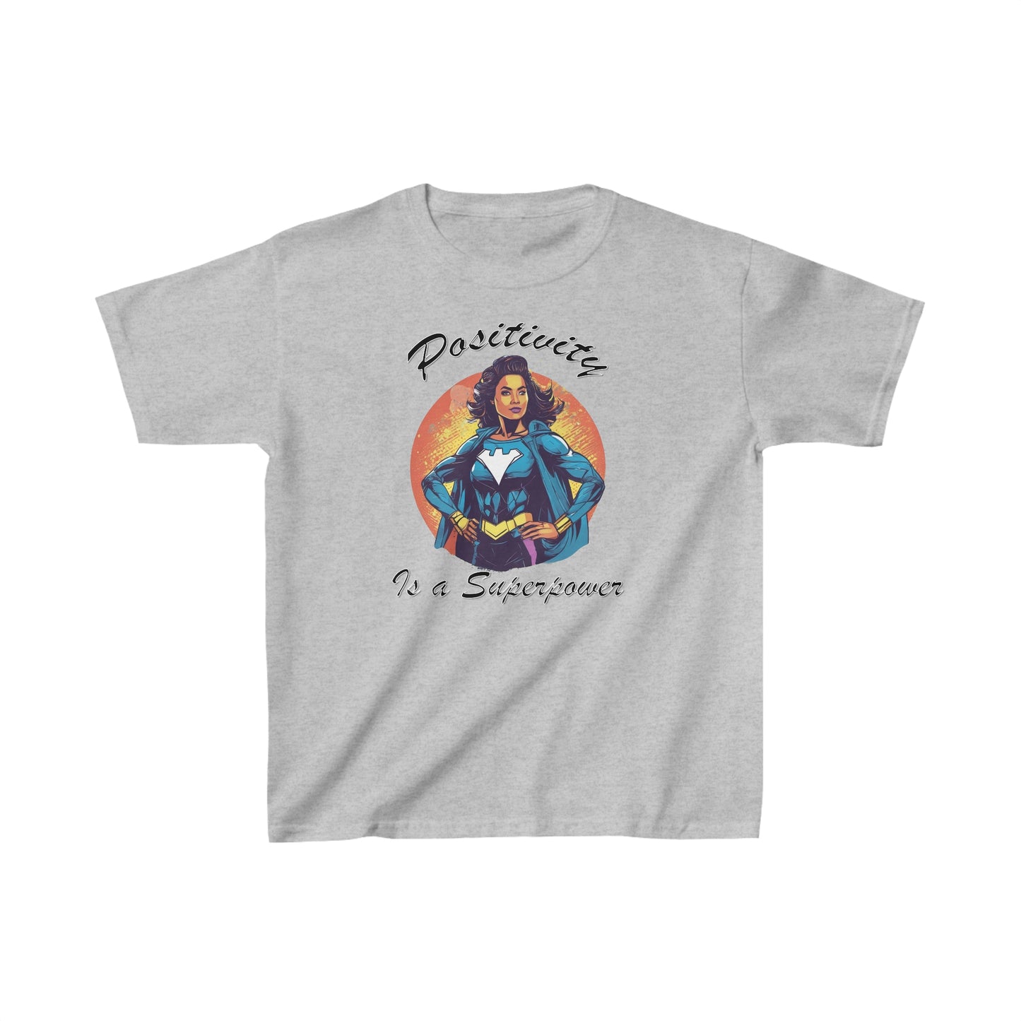 Positivity is a Superpower Female Superhero Kids Heavy Cotton™ Tee