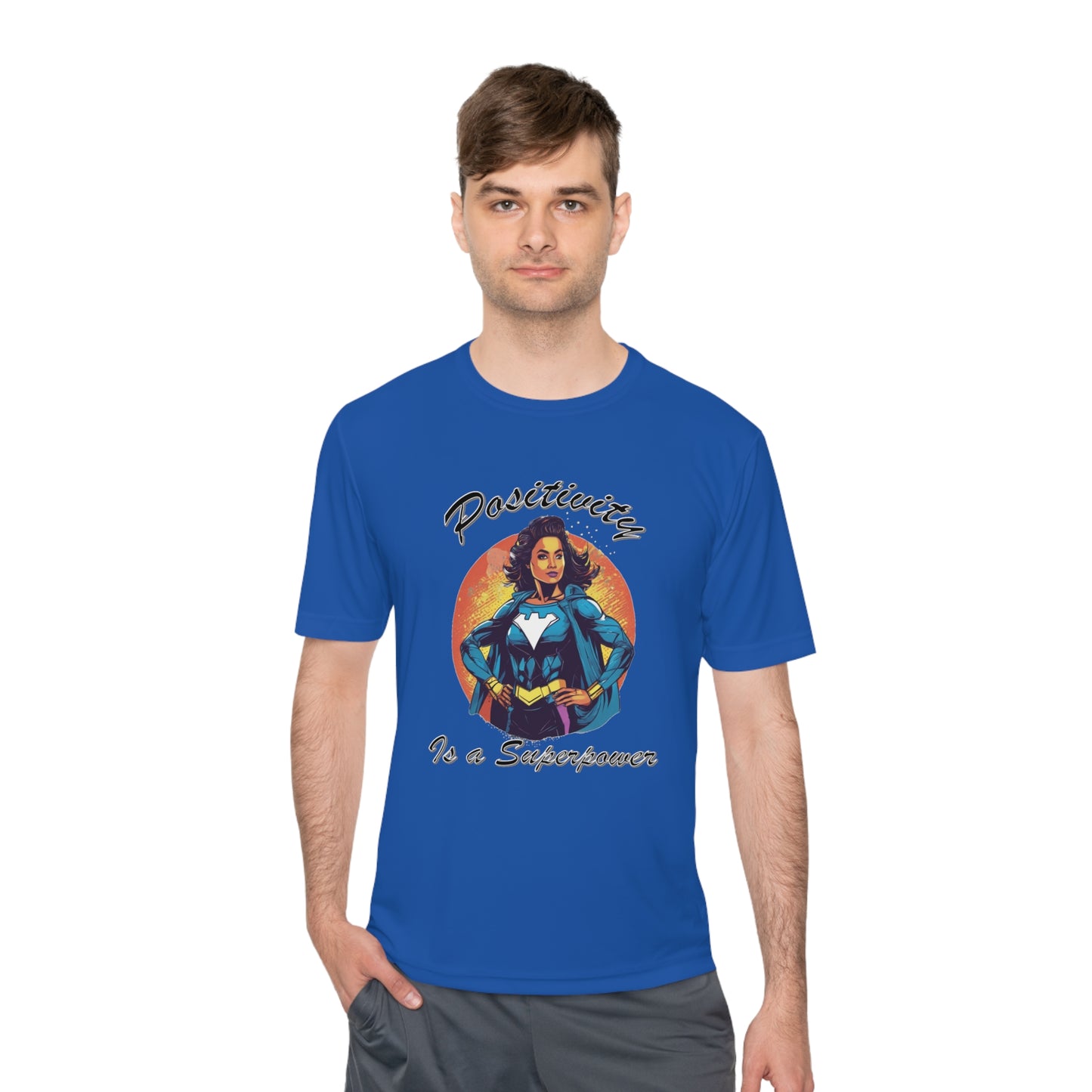 Positivity is a Superpower Female Superhero Moisture Wicking Tee