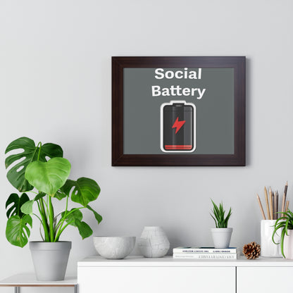 Social Battery Low Framed Horizontal Poster