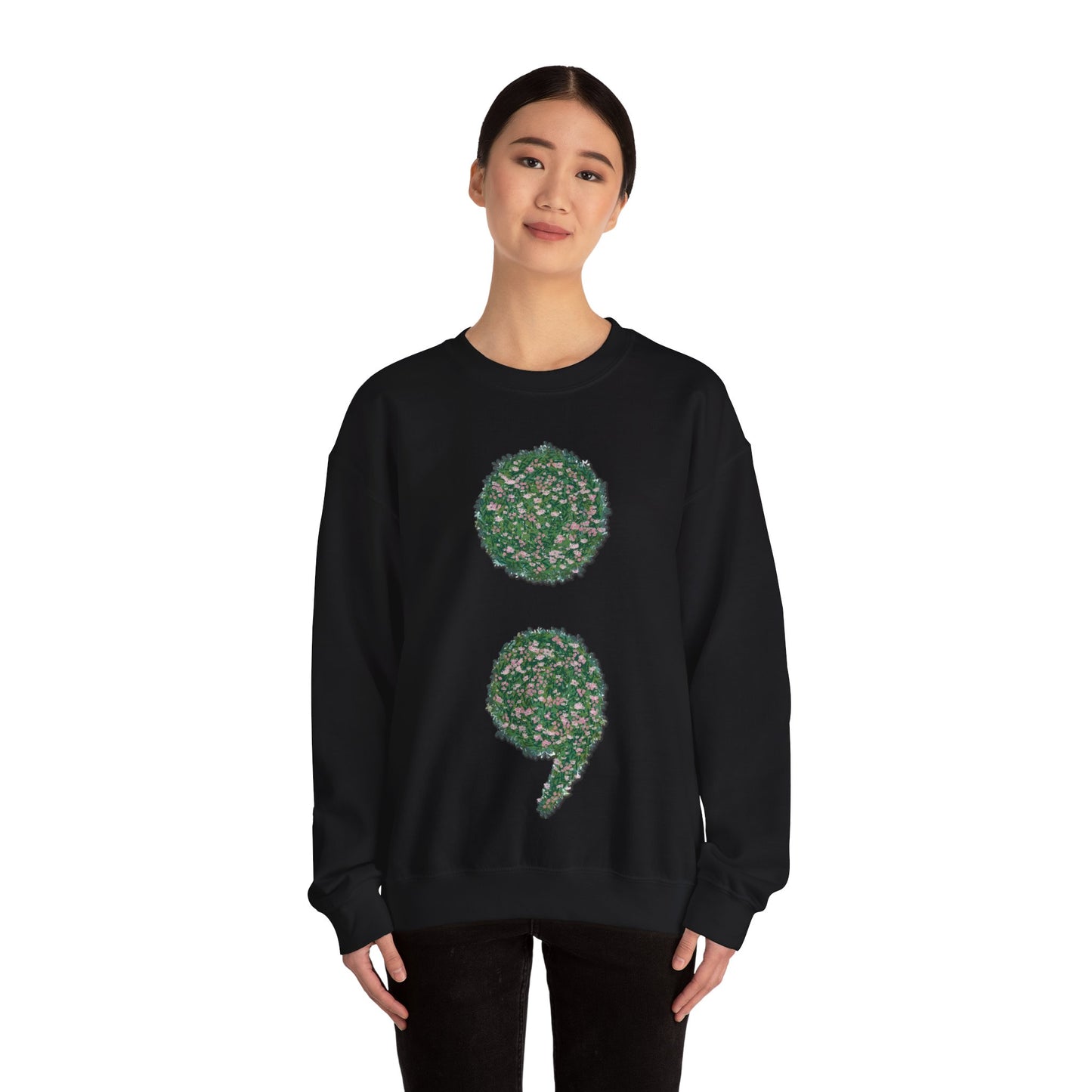 Flowers Semi-Colon Unisex Heavy Blend™ Crewneck Sweatshirt