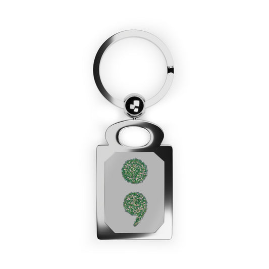 Flowers Semi-Colon Rectangle Photo Keyring