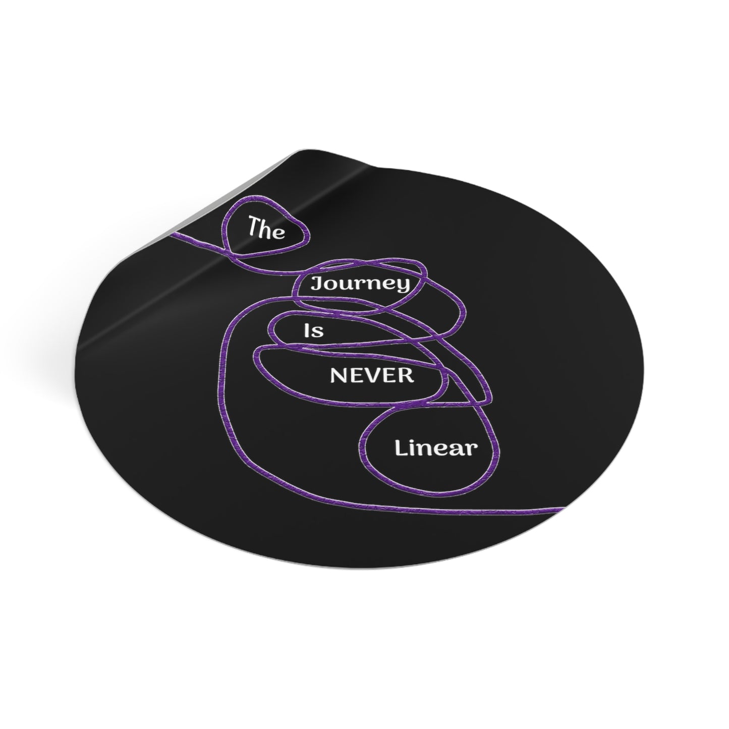 The Journey is Never Linear Round Vinyl Stickers