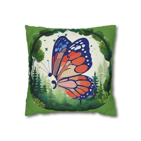 Semi-Colon Butterfly Spun Polyester Square Pillowcase