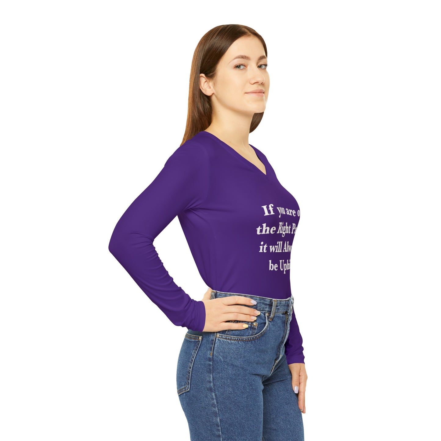 If You are on the Right Path it will Always be Uphill Long Sleeve V-neck Shirt