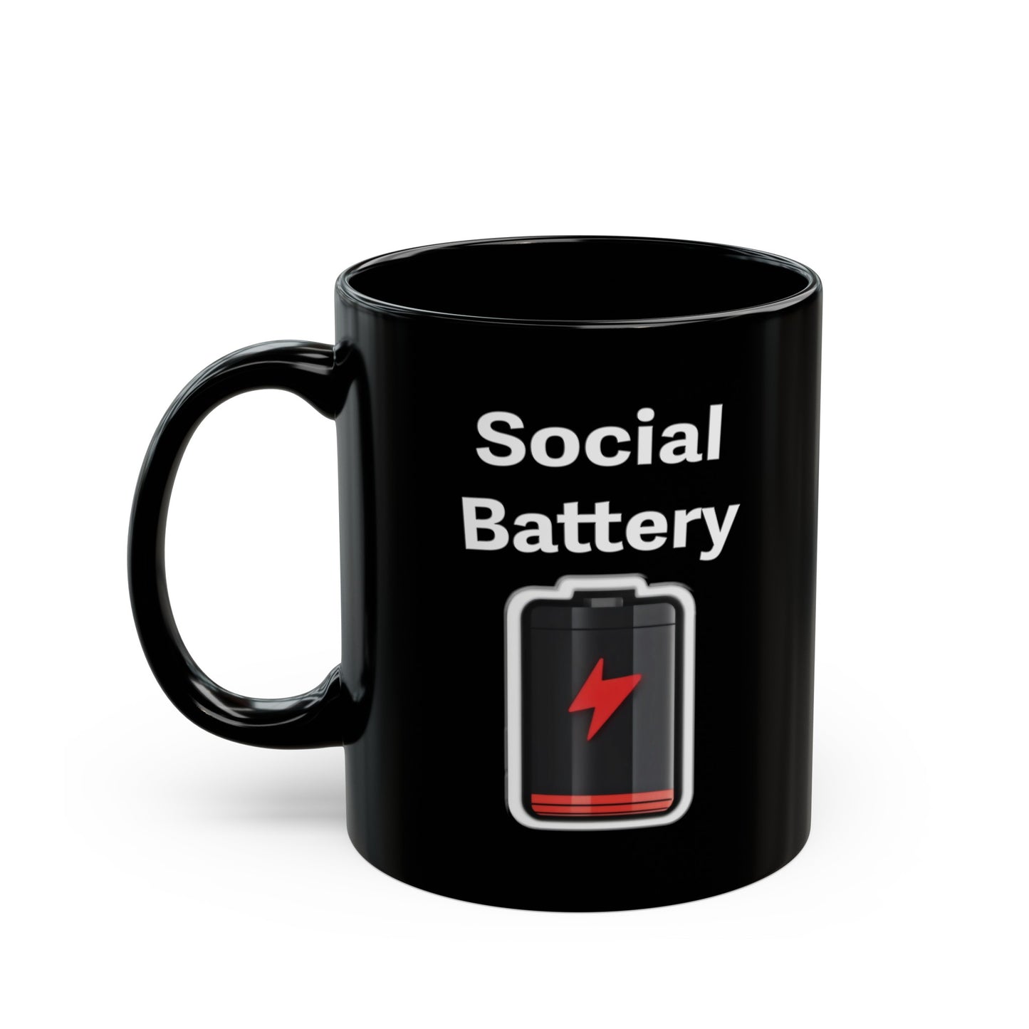 Social Battery Low Black Mug (11oz, 15oz)