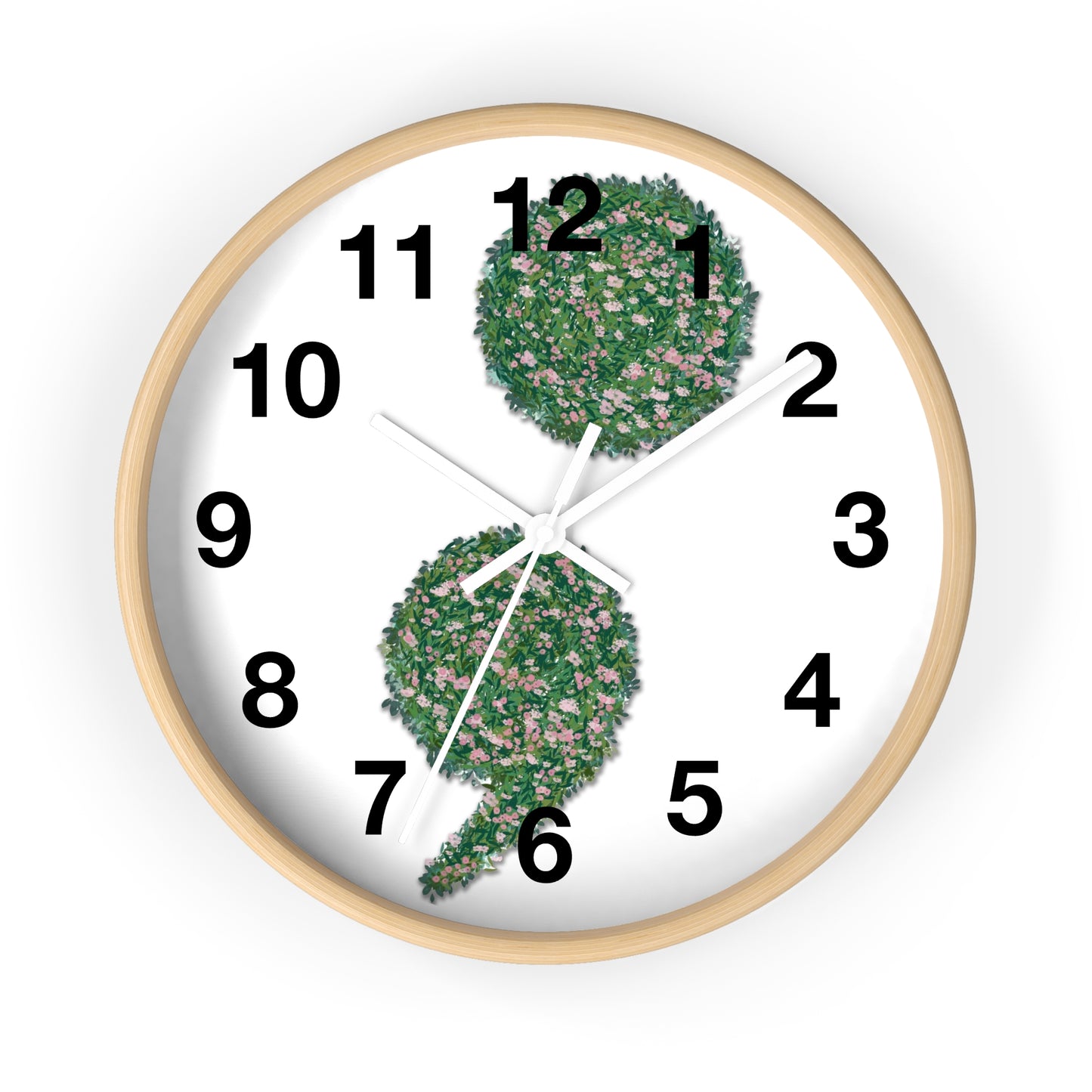 Flowers Semi-Colon Wall Clock