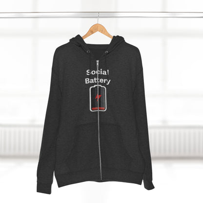 Social Battery Low Unisex Zip Hoodie