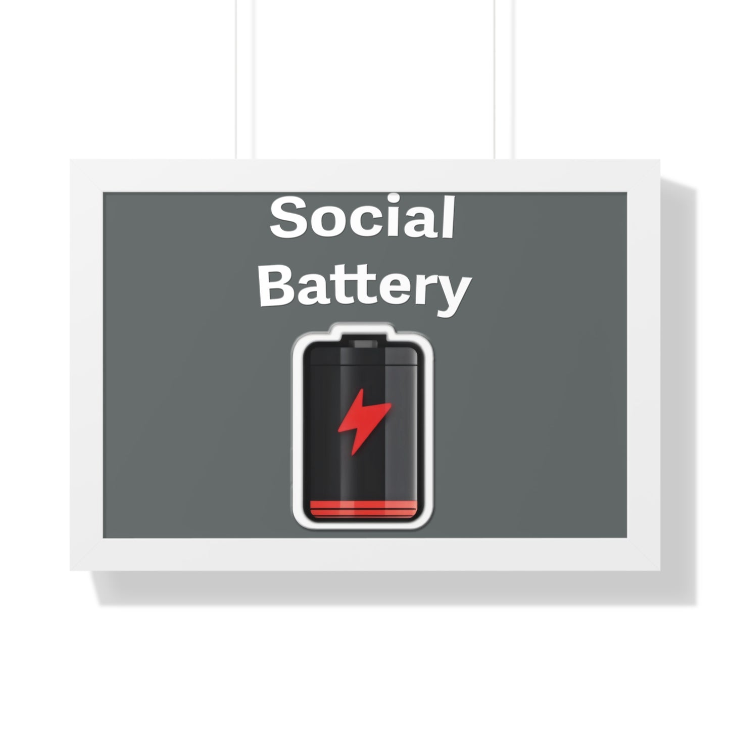 Social Battery Low Framed Horizontal Poster