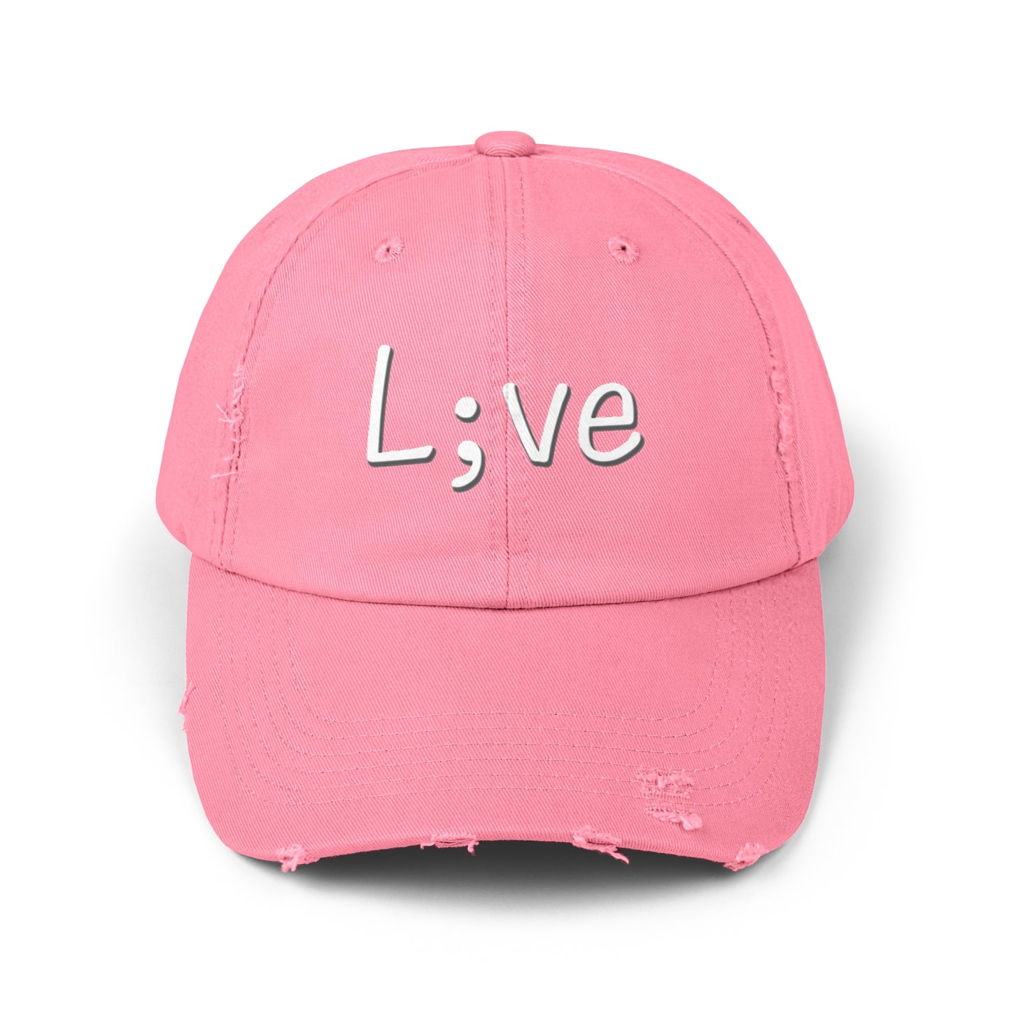 Semi-Colon L;ve Unisex Distressed Cap