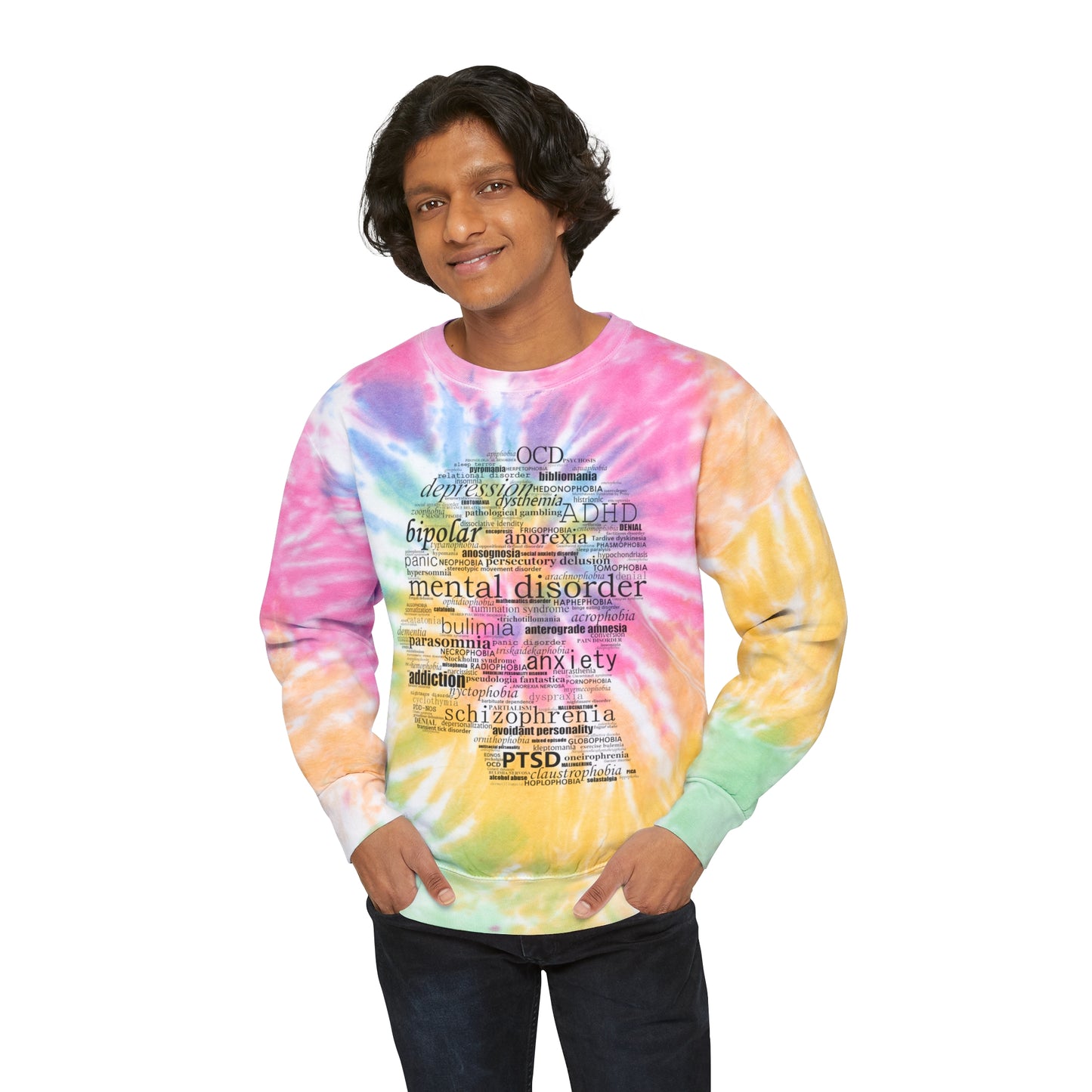 Mental Disorder Silhouette Tie-Dye Sweatshirt