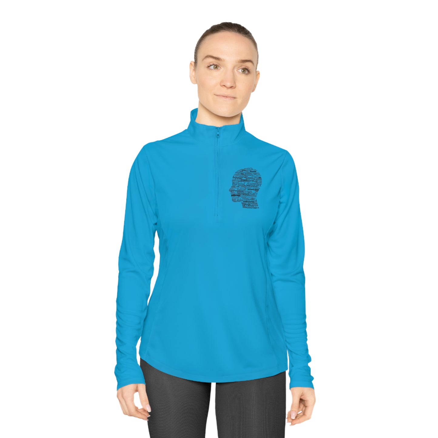 Mental Disorder Silhouette Ladies Quarter-Zip Pullover