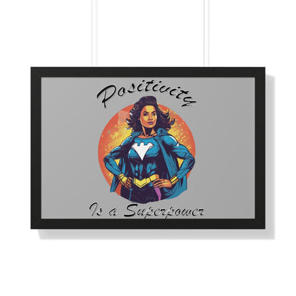 Positivity is a Superpower Female Superhero Framed Horizontal Poster