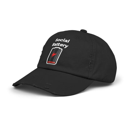 Social Battery Low Unisex Distressed Cap